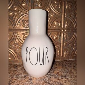 Rae Dunn White Ceramic Pitcher with POUR Lettering